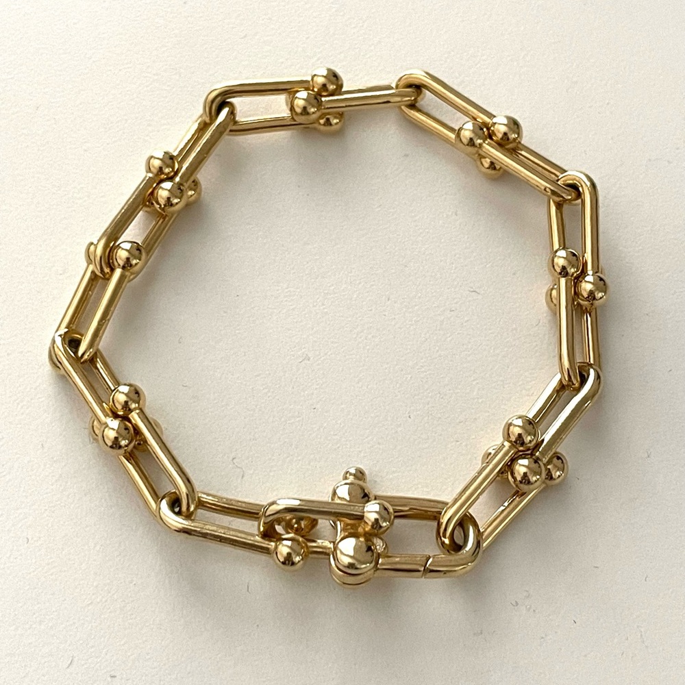 Gold U Link Bracelet Equestrian Chain Status Link